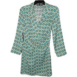 Zara Geometric Patterned Long Sleeve Wrap Style Dress Size Small